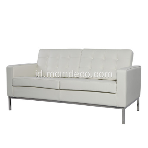 Florence Knoll Putih Kulit Asli 2 Sofa Kursi